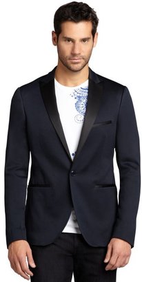 Etro navy cotton single button jacket