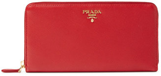 Prada Saffiano Leather Zip Around Long Multi-Card Wallet