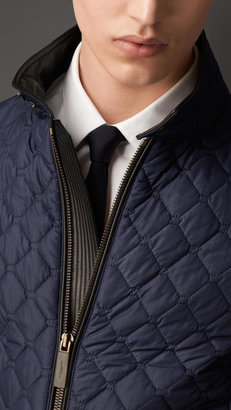 Burberry Leather Trim Quilted Blouson