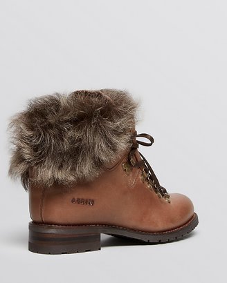 AERIN Lace Up Fur Booties - Keel