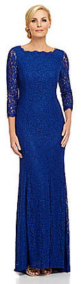 Adrianna Papell Petite Scalloped Lace Gown