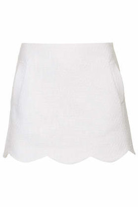 Topshop Womens Boucle Scallop Hem Skirt - White