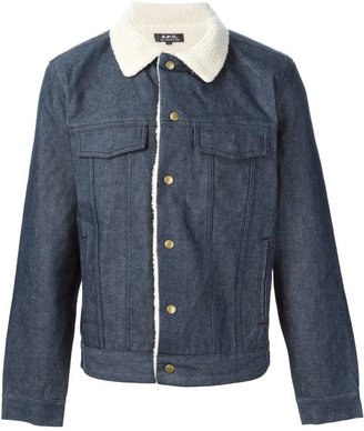 A.P.C. faux shearling lined denim jacket
