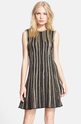 M Missoni Metallic Stripe Knit A-Line Dress