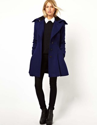 ASOS COLLECTION Skater Coat With Rib Collar