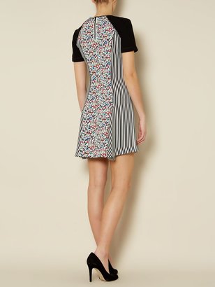 Sportmax Code Miranda short sleeve floral strip flare dress