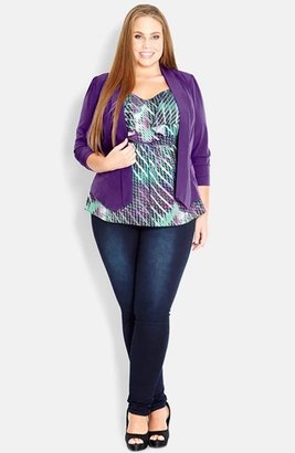 Chic & Cool City Chic 'Cool Pocket' Open Front Jacket (Plus Size)