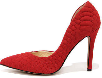 Jessica Simpson Caldas Lipstick Red Quilted D'Orsay Pumps