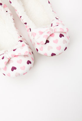 Forever 21 Faux Fur-Lined Heart Print Slippers