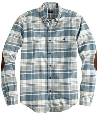 J.Crew Chamois elbow-patch shirt in heather granite plaid