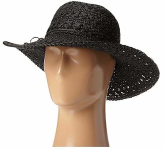 Scala Big Brim Crocheted Toyo Hat (Black) Caps
