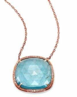 Jacquie Aiche Aquamarine, Diamond & 14K Rose Gold Freeform Pendant Necklace