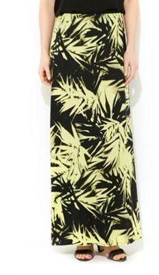 Wallis Lime green palm print maxi skirt