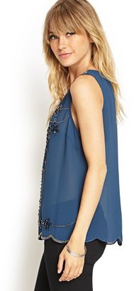 Forever 21 contemporary swingy beaded chiffon top