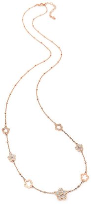 Folli Follie Wonder Flower Collection Crystal Set Rose Gold Plated Long Necklace