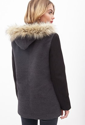 Forever 21 Contemporary Faux Fur-Hooded Coat
