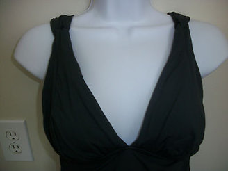 Lands' End Lands’ End Size 2 D-Cup Dark Slate Solid Valletta Shirred Tankini Top NEW