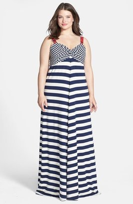 Lucky Brand Chevron Stripe Maxi Dress (Plus Size)