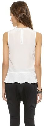Madison Marcus Faux Leather Groove Layered Tank