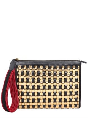 Marni Woven Faux Leather & Leather Clutch