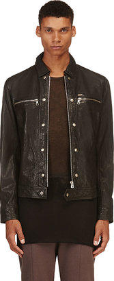 Diesel Black Washed Leather L-Bunmi Jacket