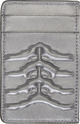 Alexander McQueen Silver Embossed Rib Cage Card Holder