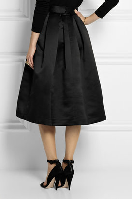 Lulu & Co Pleated brushed-satin midi skirt