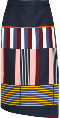 Suno Printed duchesse-satin wrap skirt