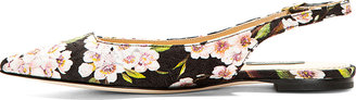 Dolce & Gabbana Black Floral Pointy Slingback Flat