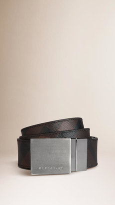 Burberry Smoked Check Reversible Leather Plaque Belt
