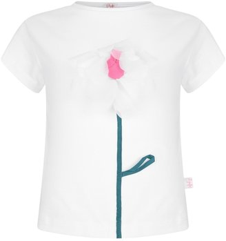 Il Gufo Girls White Top With Flower Applique