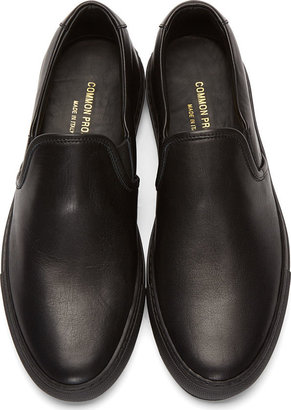 Common Projects SSENSE Exclusive Black Leather Slip-On Shoes