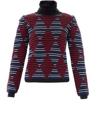 MSGM Diamond intarsia-knit stripe sweater