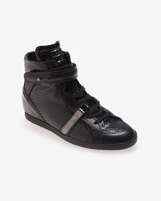 Barbara Bui Snakeskin High-top Sneaker: Black