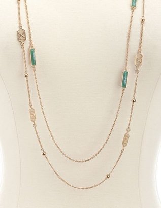 Charlotte Russe Long Marbled Stone Layered Necklace