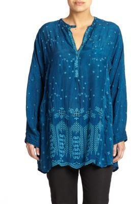 Johnny Was Johnny Was, Sizes 14-24 Eyelet Henley Tunic