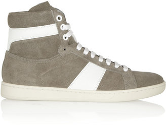 Saint Laurent Leather-trimmed suede high-top sneakers