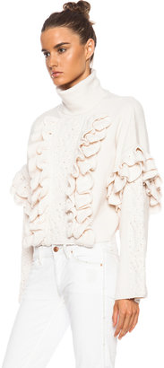 3.1 Phillip Lim Cable and Ruffle Crochet Wool Turtleneck