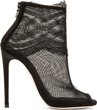 Dolce & Gabbana Black Lace & Mesh Ankle Boots
