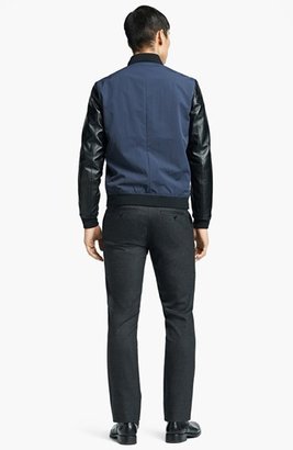 Theory 'Volter Torrin' Leather Sleeve Bomber Jacket