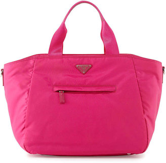 Prada Vela Nylon Tote Bag with Strap, Pink (Fuxia)
