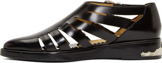 Toga Pulla Black Leather Cut-Out Buckled Shoe