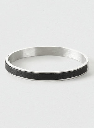 Topman Leather Inlay Stainless Steel Bangle*