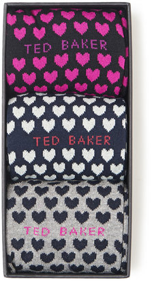 Ted Baker Assorted Heart Print 3 Pack Socks