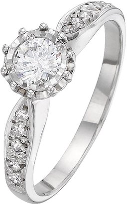 Love DIAMOND 9 Carat White Gold 25 Point Illusion Set Diamond Ring With Stone Set Shoulders