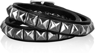 One Grey Day Black Nailhead Leather Strap Bracelet