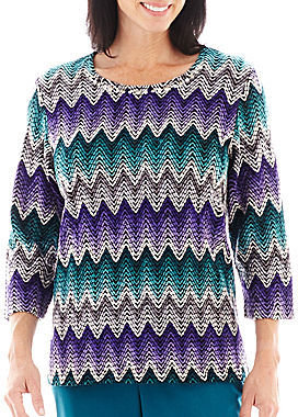 Alfred Dunner Lake Ontario Zig-Zag Chenille Top
