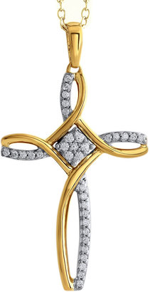 JCPenney FINE JEWELRY diamond blossom 1/5 CT. T.W. Diamond Cross Pendant Necklace