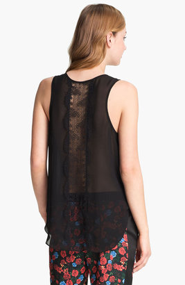 Vince Camuto Back Lace Panel Tank Rich Black Small Regular