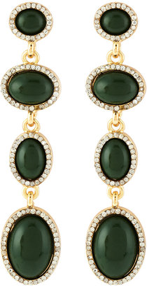 Fragments for Neiman Marcus Pave Border Drop Earrings, Green